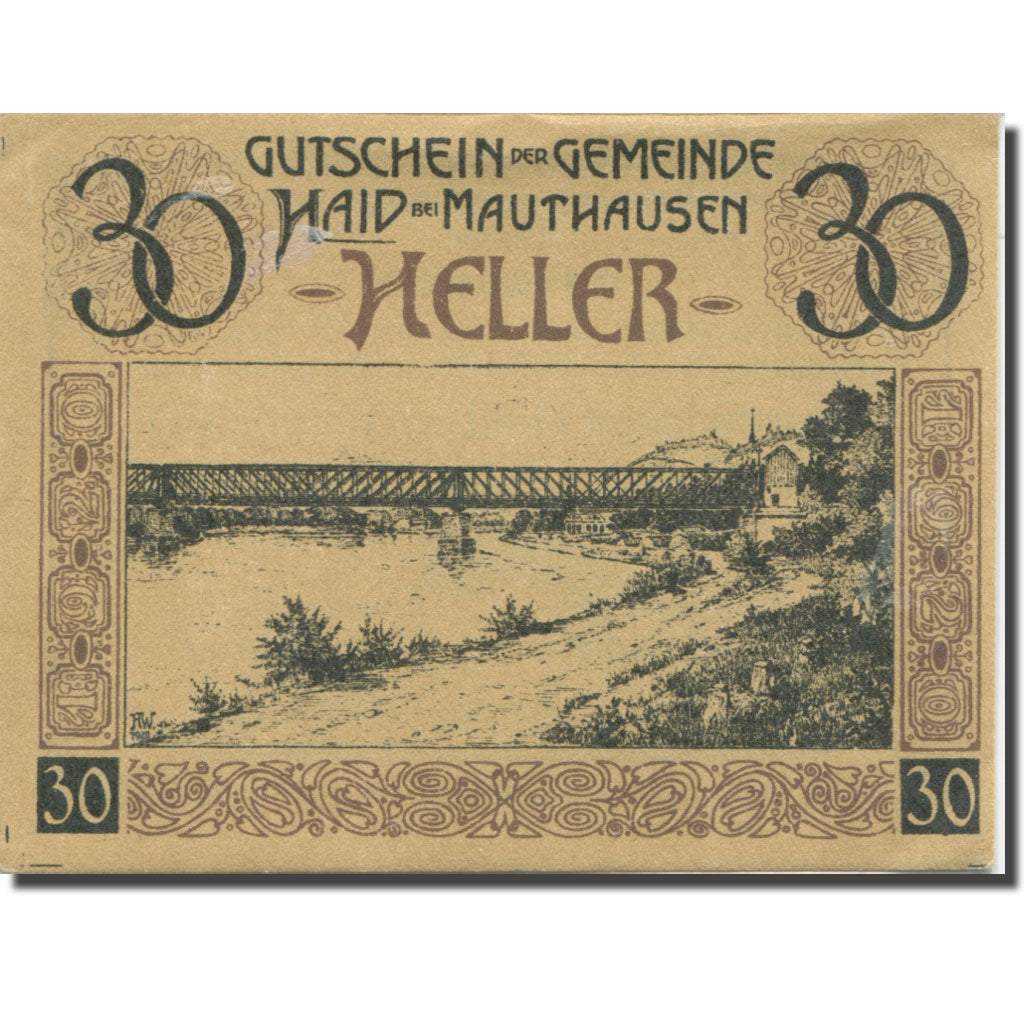 Banknote, Austria, Mauthausen, 30 Heller, pont, 1920 UNC(63) Mehl:FS 334II