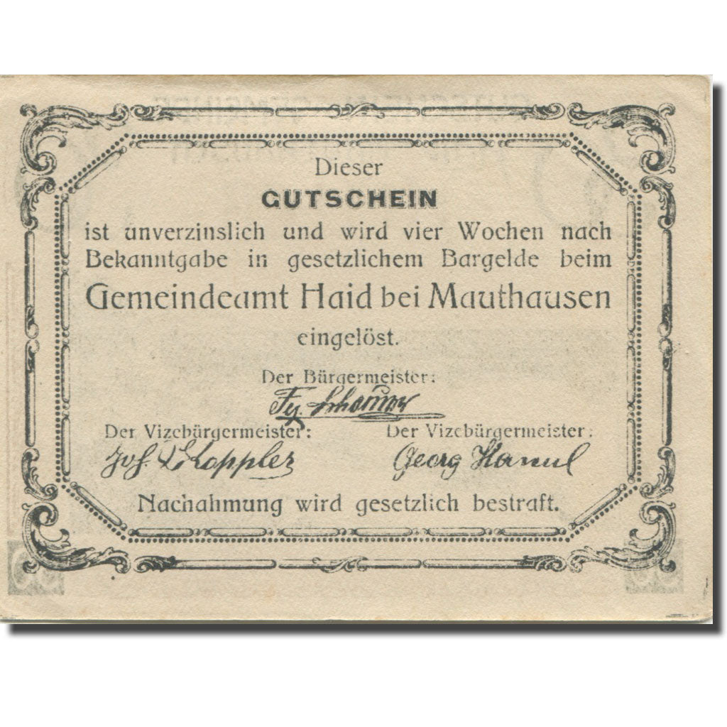 Banknote, Austria, Mauthausen, 30 Heller, pont, 1920 UNC(63) Mehl:FS 334II