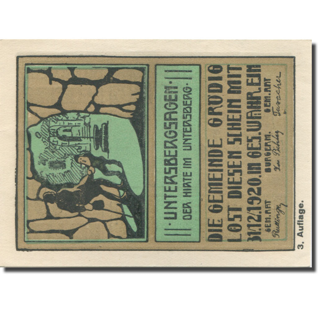 Banknote, Austria, Grödig, 10 Heller, personnage, 1920 UNC(63) Mehl:FS 290e