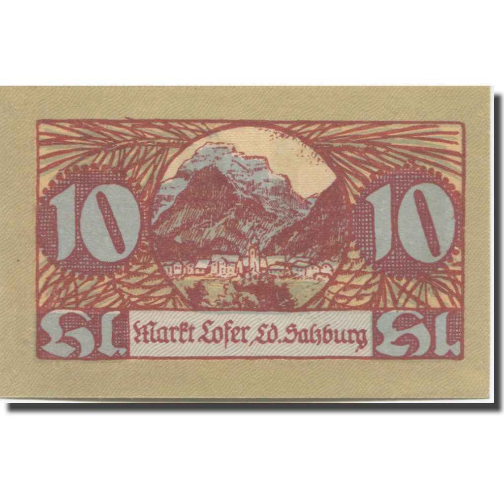 Banknote, Austria, Lofer, 10 Heller, Blason, 1921 UNC(65-70) Mehl:FS 560a