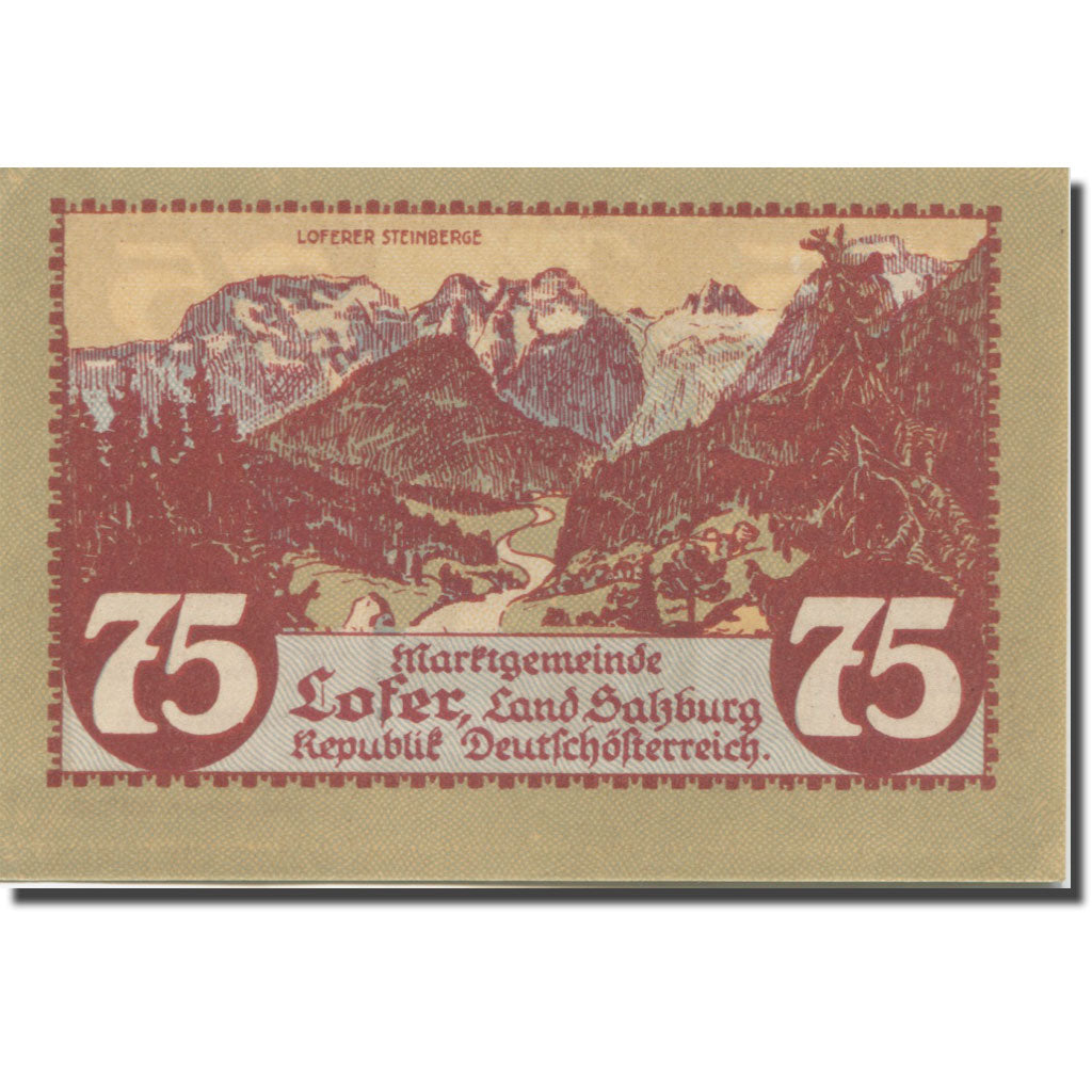 Banknote, Austria, Lofer, 75 Heller, rue 1921-01-31, UNC(65-70), Mehl:FS 560a