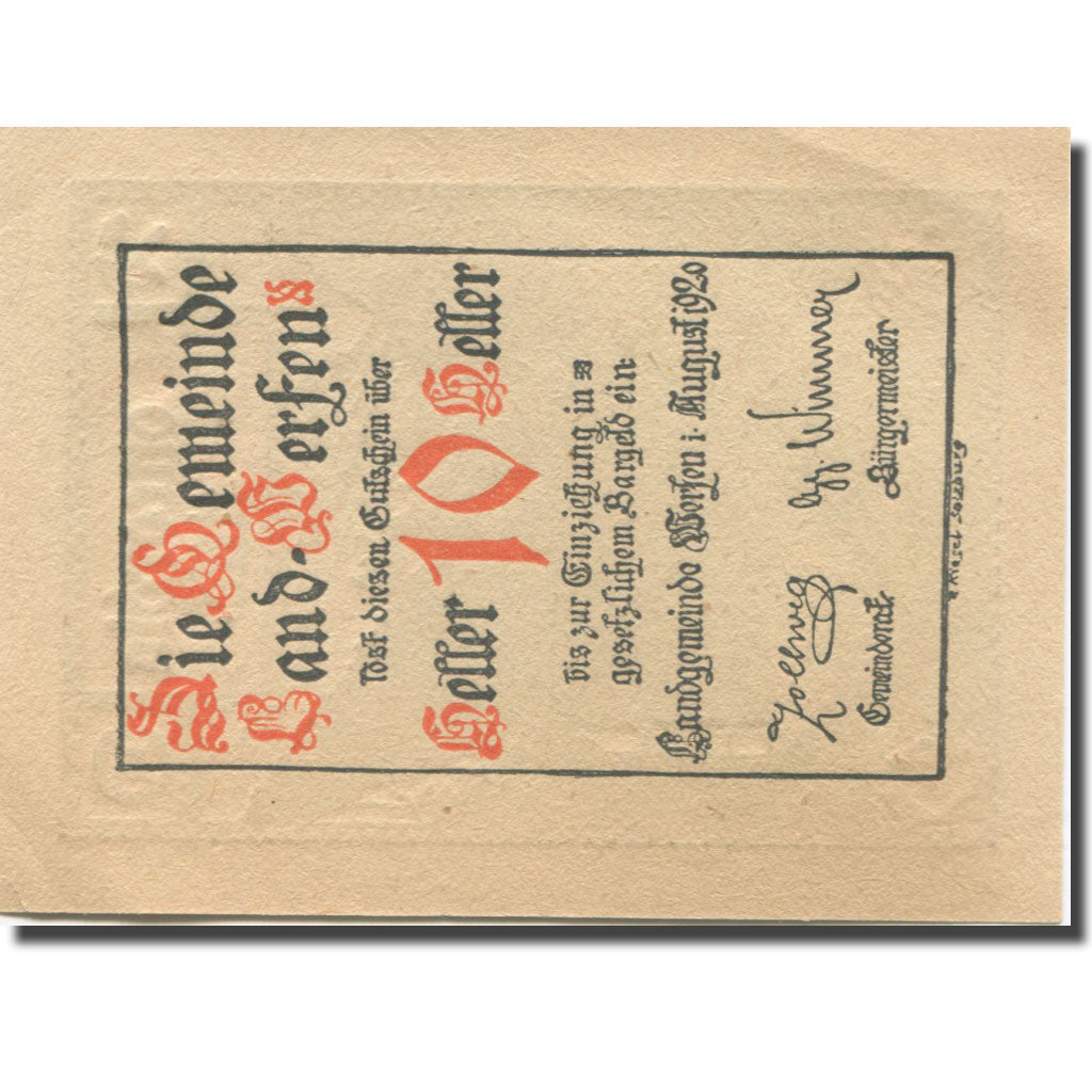 Banknote, Austria, Werfen, 10 Heller, Usine, 1920, UNC(63), Mehl:FS 1172