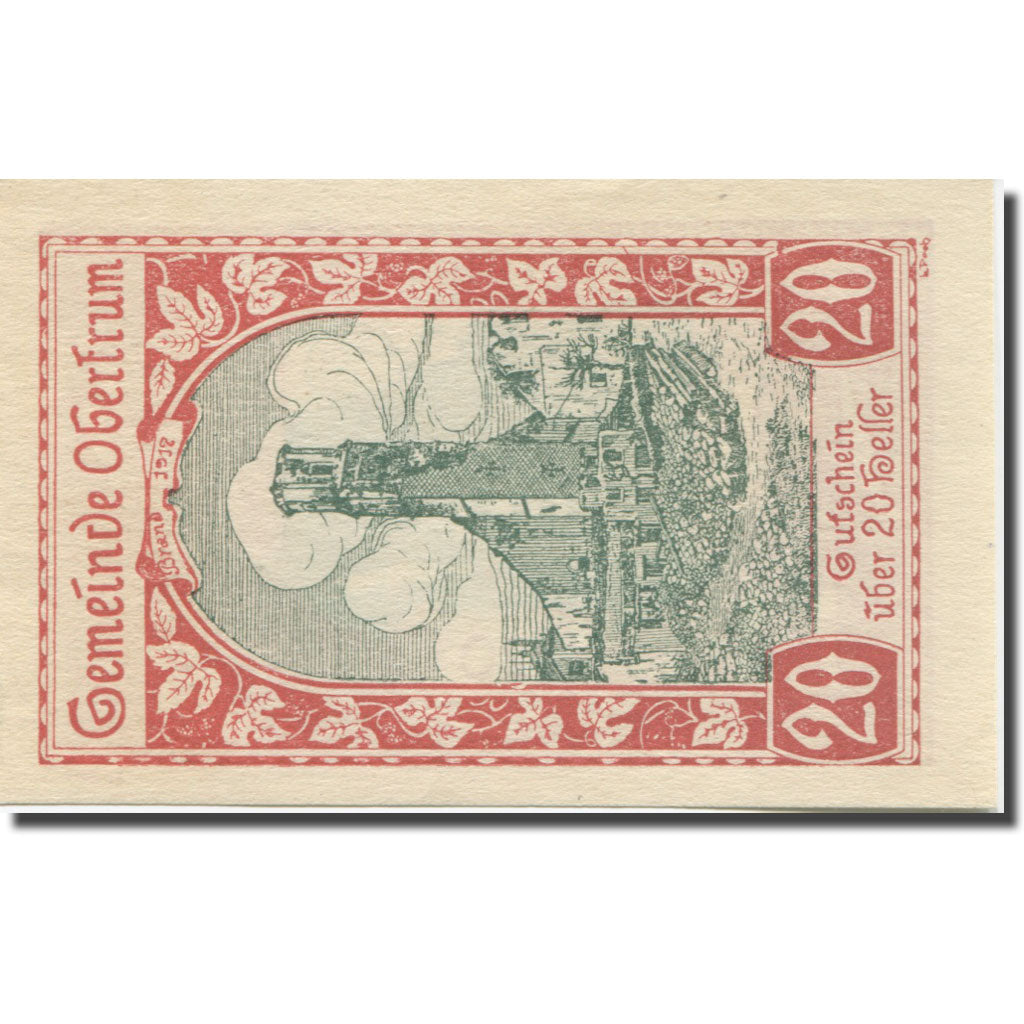 Banknote, Austria, Obertrum, 20 Heller, Eglise, 1920 UNC(65-70) Mehl:FS 695a