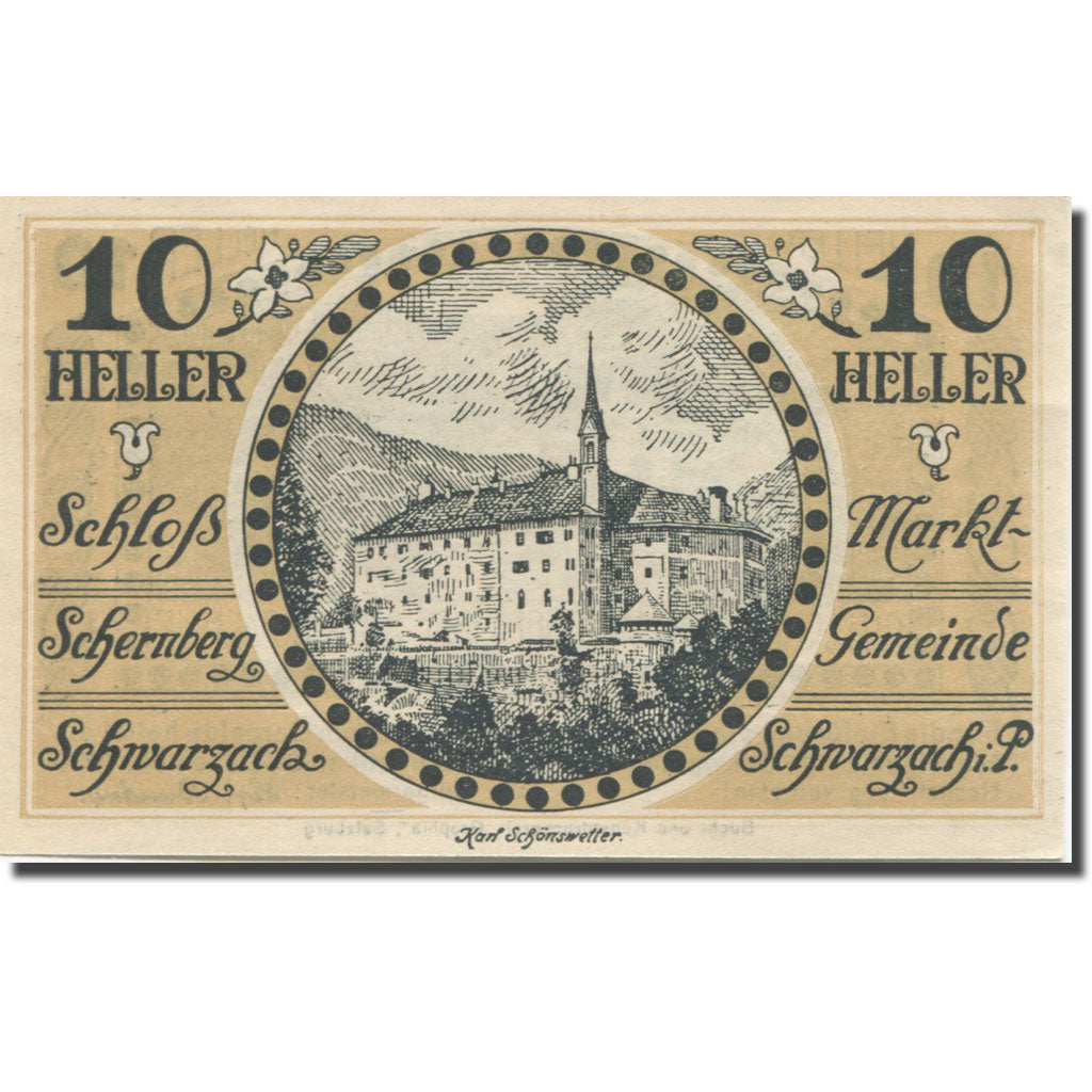 Banknote, Austria, Schwarzach, 10 Heller, Eglise, 1920 UNC(63) Mehl:FS 978