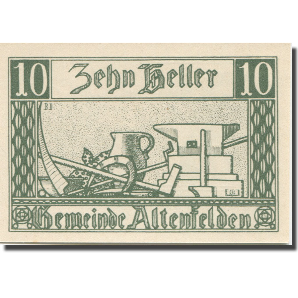 Banknote, Austria, Altenfelden, 10 Heller, village, 1920 UNC(63) Mehl:FS 27Ib