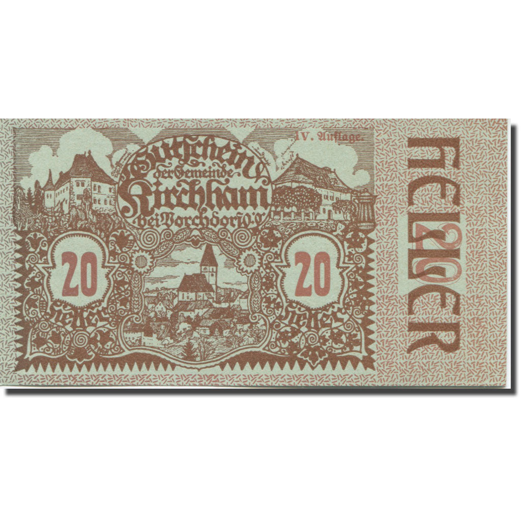 Banknote, Austria, Kirchham, 20 Heller, Eglise, 1920 UNC(63) Mehl:FS 446Ia