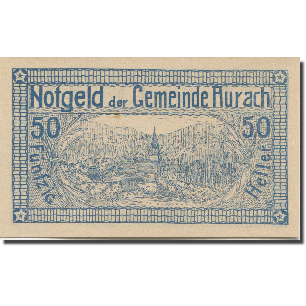 Banknote, Austria, Aurach, 50 Heller, Eglise, 1920 UNC(63), Mehl:FS 68b