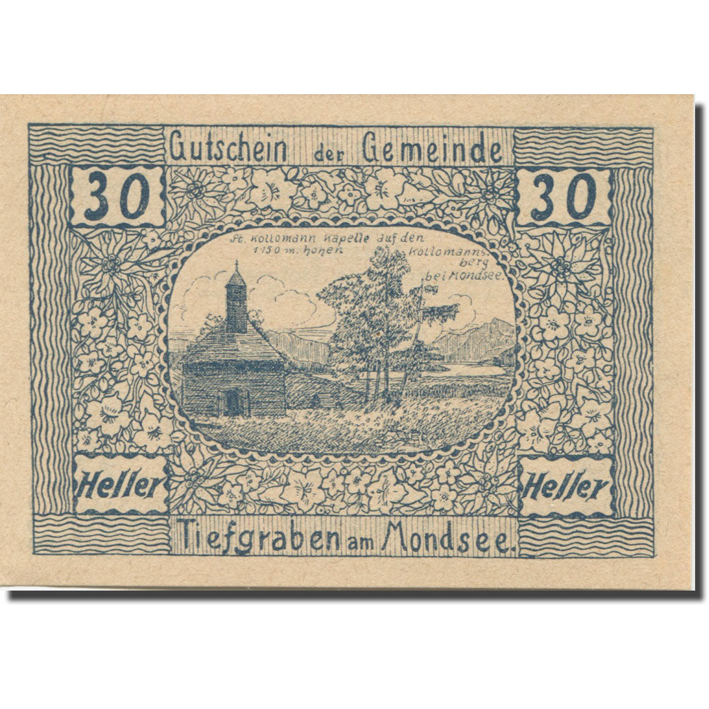 Banknote, Austria, Tiefgraben, 30 Heller, Eglise, 1920, UNC(63), Mehl:FS 1071