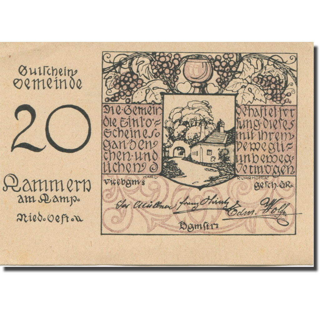 Banknote, Austria, Kammern am Kamp, 20 Heller, ferme, 1920 UNC(63) Mehl:FS 424