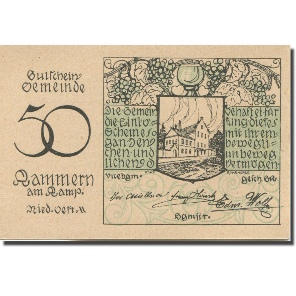 Banknote, Austria, Kammern, 50 Heller, Maison, 1920 UNC(63) Mehl:FS 424