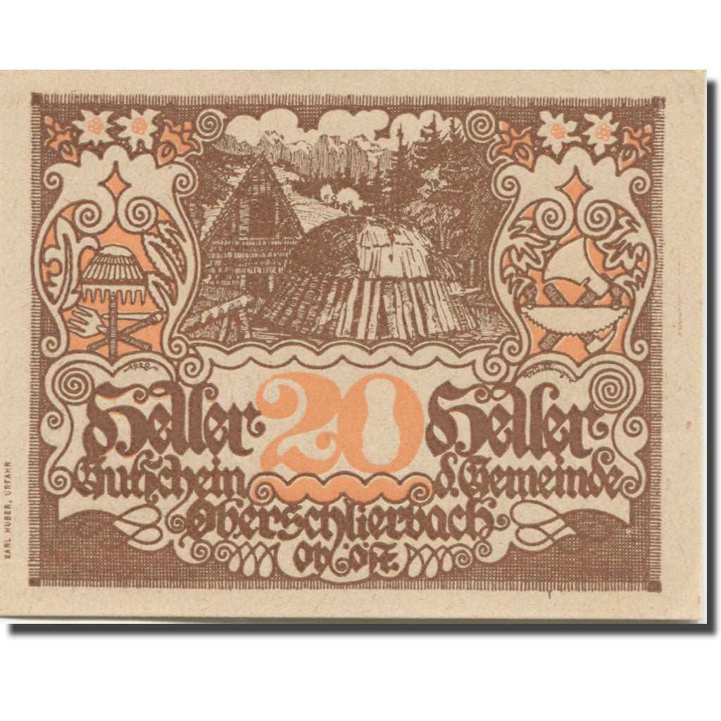 Banknote, Austria, Oberschlierbach, 20 Heller, village 1920 UNC(63) Mehl:FS 694a