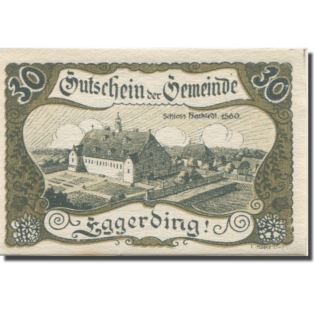 Billete, Austria, Eggerding, 30 Heller, château 1920-12-31, SC Mehl:FS 166a