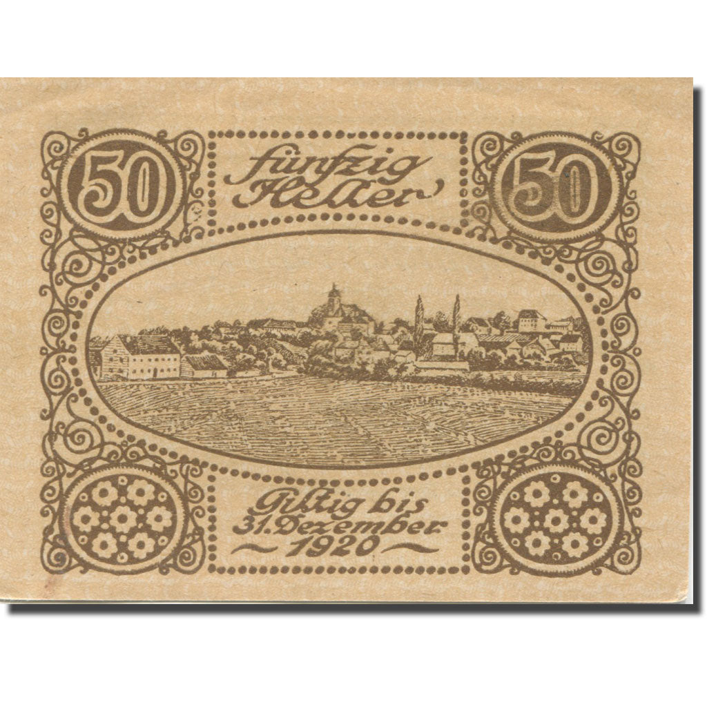 Banknote, Austria, Thanstetten, 50 Heller, paysage, 1920 UNC(63) Mehl:FS 1068a