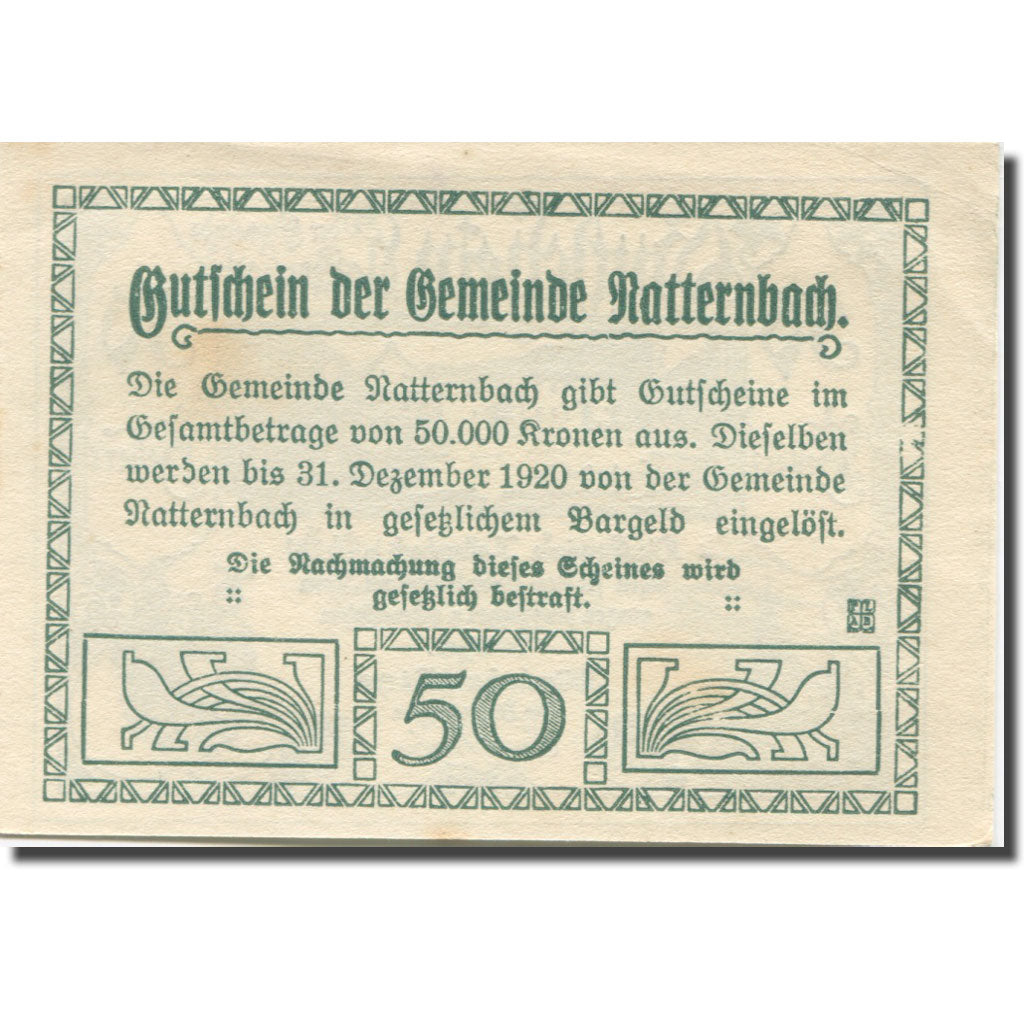 Banknote, Austria, Natternbach, 50 Heller, rue 1920-12-31, UNC(63) Mehl:FS 643Ia