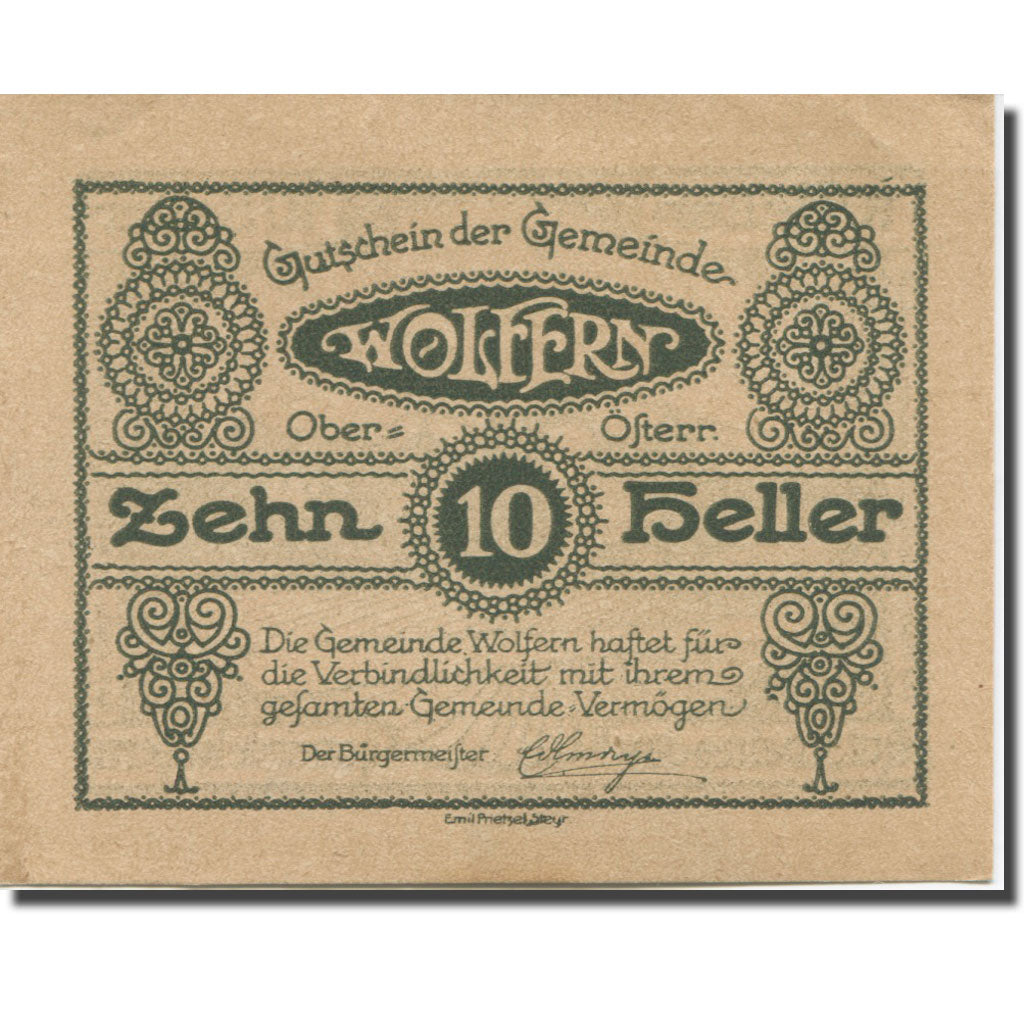 Banknote, Austria, Wolfern, 10 Heller, champs, 1920, 1920-10-31, UNC(63)