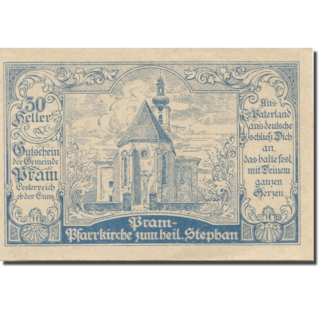 Banknote, Austria, Pram, 30 Heller, Eglise 1920-12-31, UNC(63), Mehl:FS 778a
