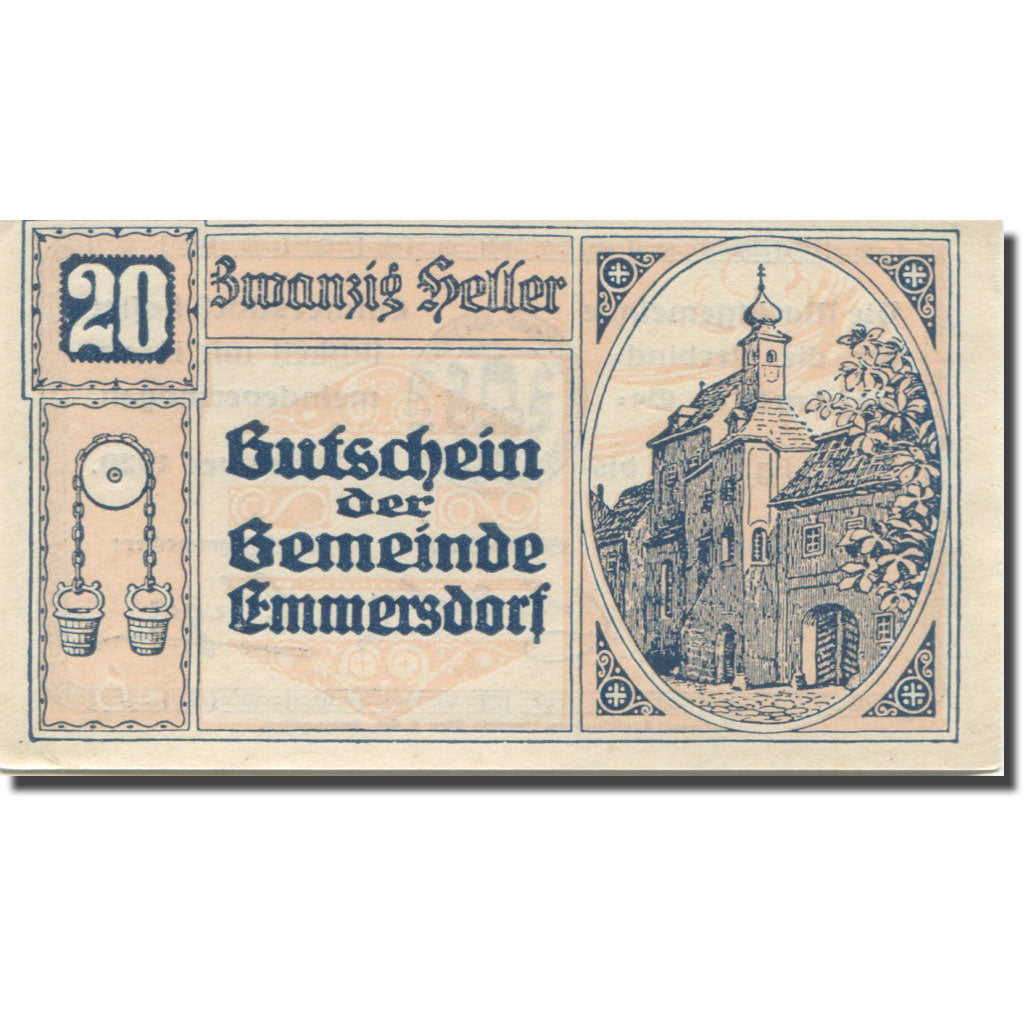 Banknote, Austria, Emmersdorf, 20 Heller, Eglise, 1920, UNC(63) Mehl:FS 171d