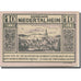 Banknote, Austria, Niederthalheim, 10 Heller, paysage, 1920 UNC(63) Mehl:FS 672b