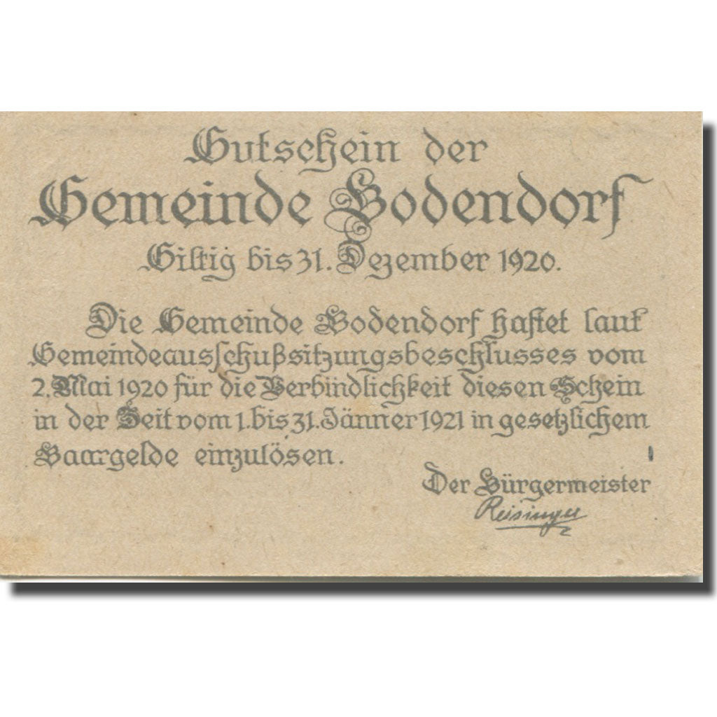 Banknote, Austria, Bodendorf, 10 Heller, château, 1921, UNC(63) Mehl:FS 96IIa