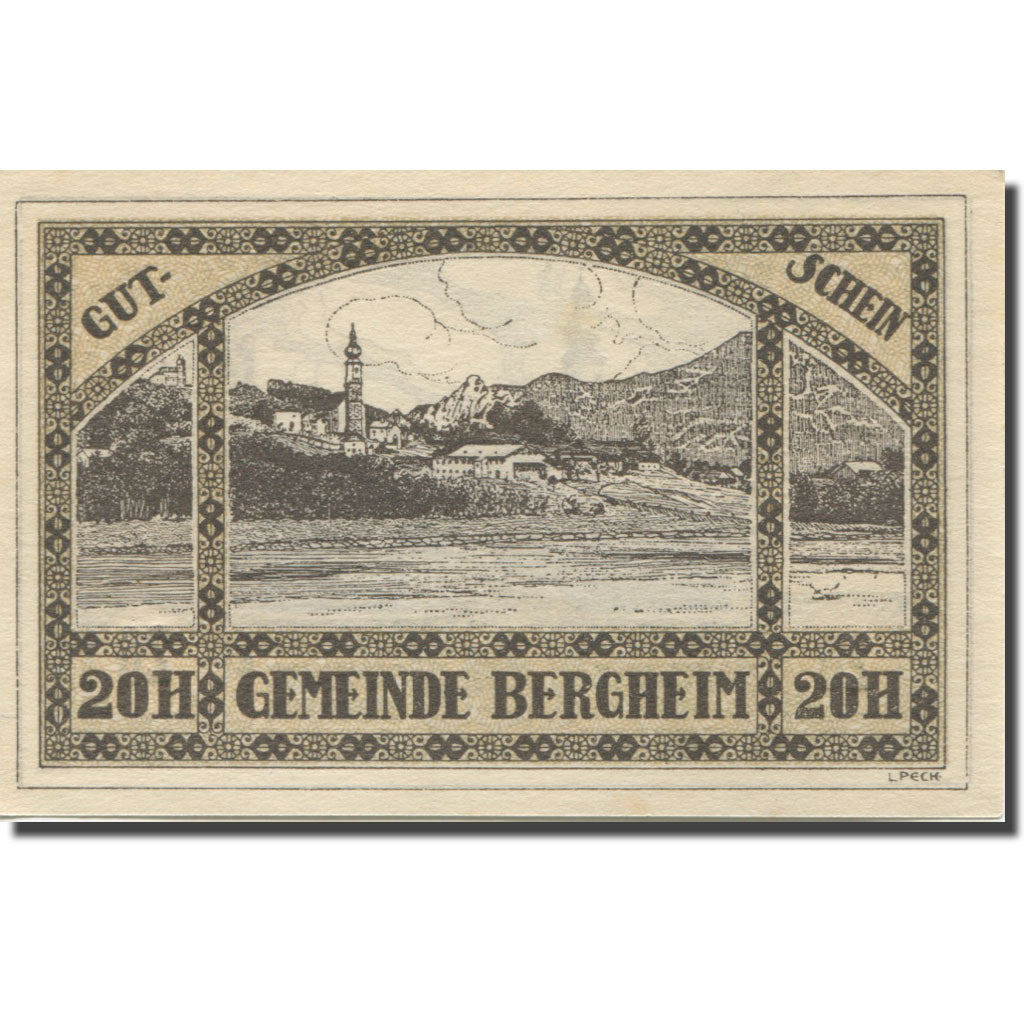 Banknote, Austria, Bergheim, 20 Heller, Eglise, 1920 UNC(63) Mehl:FS 82Ia