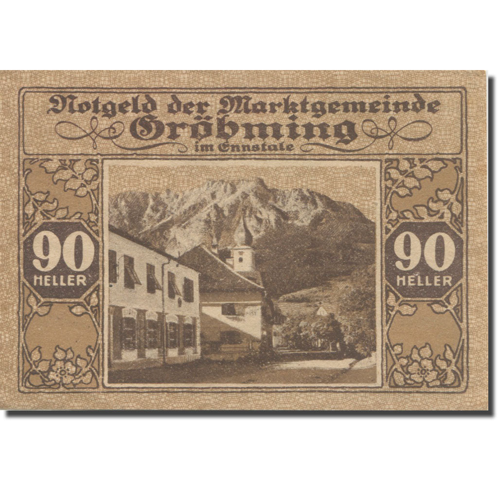 Banknote, Austria, Gröbming, 90 Heller, montagne, 1920, UNC(63) Mehl:FS 289a