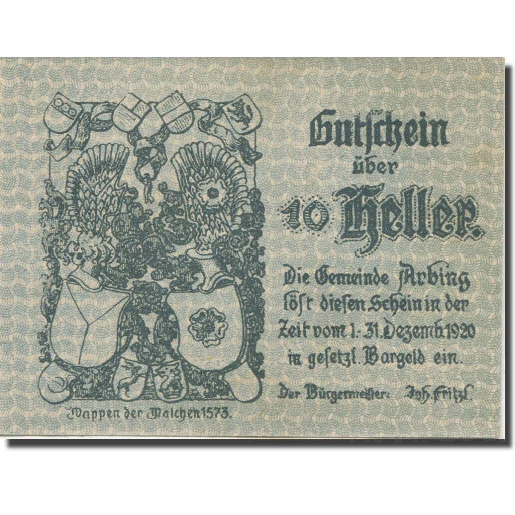 Banknote, Austria, Arbing, 10 Heller, Blason 1920-12-31, UNC(63), Mehl:FS 49c