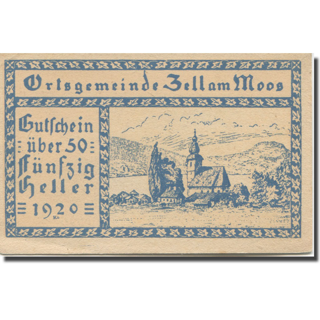Billet, Autriche, Zell am Moos, 50 Heller, Eglise, 1920 SPL Mehl:FS 1268