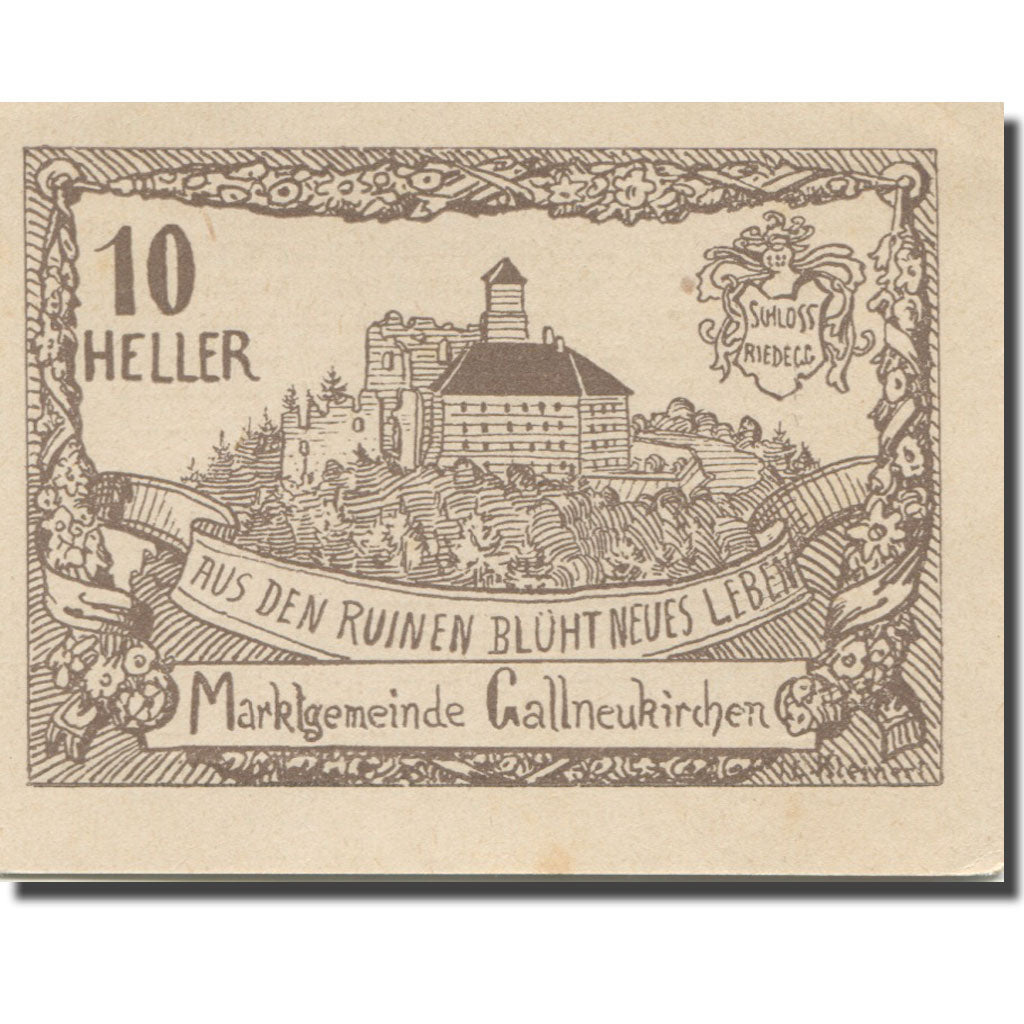Banknote, Austria, Gallneukirchen, 10 Heller, château, 1920 UNC(63) Mehl:FS 218a