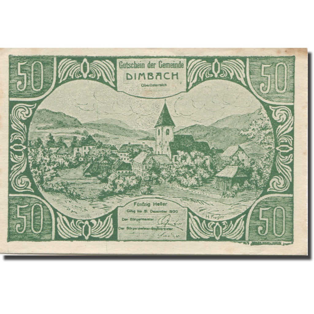Banconote, Austria, Dimbach, 50 Heller, Eglise 1920-12-31, SPL-, Mehl:FS 125b