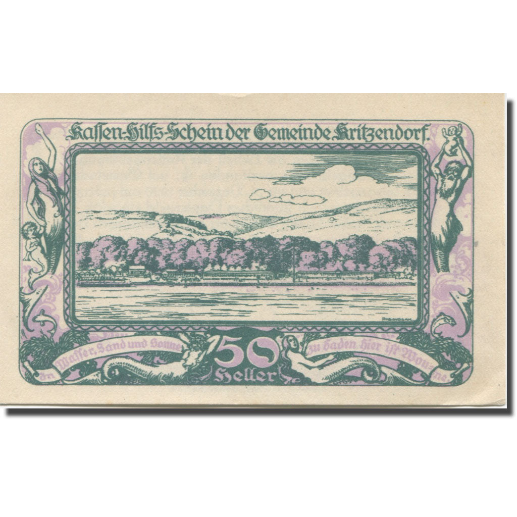 Banconote, Austria, Kritzendorf, 50 Heller, fleuve, 1920 SPL Mehl:FS 484a