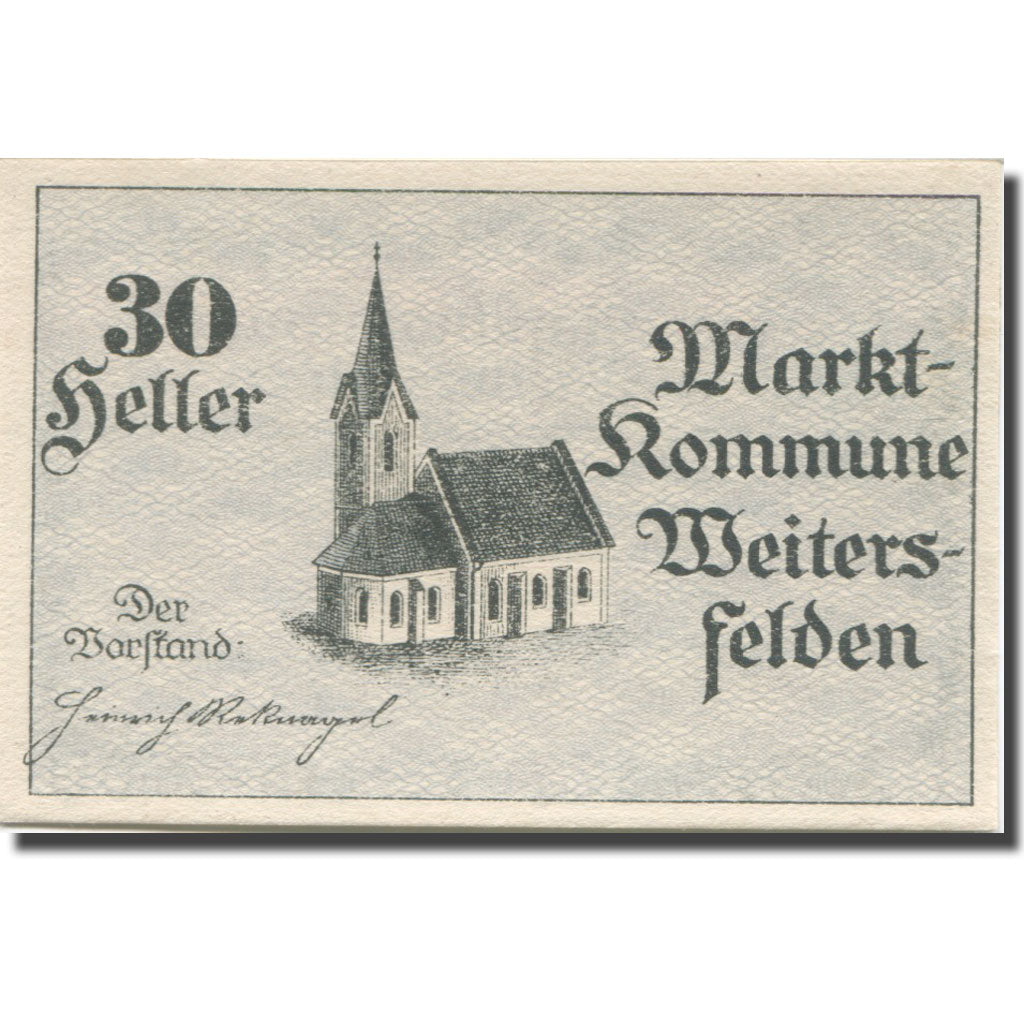 Banknote, Austria, Weitersfelden, 30 Heller, Eglise, 1920 UNC(63) Mehl:FS 1164a