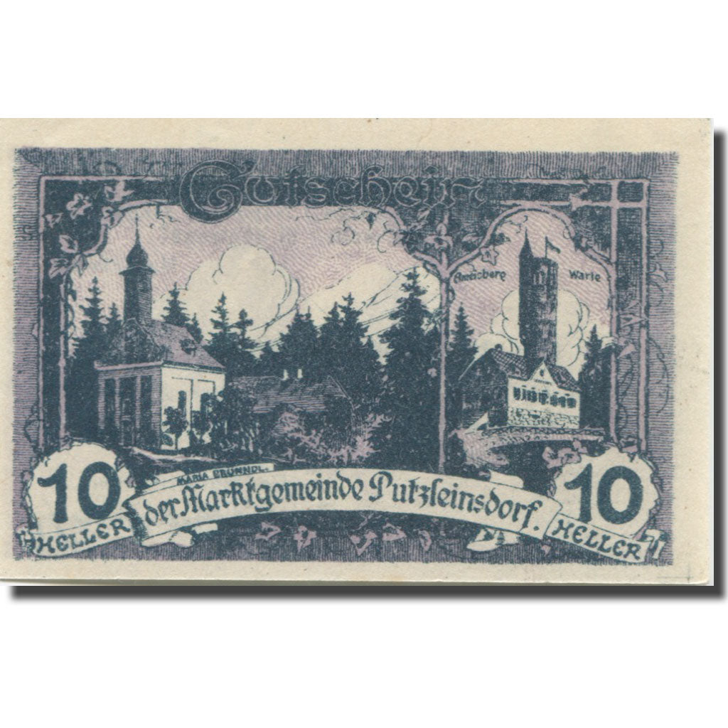 Banknote, Austria, Putzleinsdorf, 10 Heller, Monument, UNC(63), Mehl:FS 804a