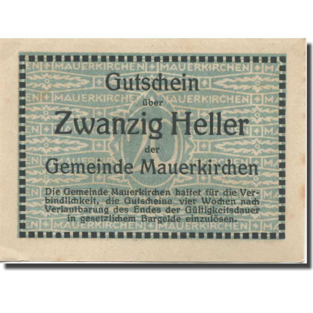 Banknote, Austria, Mauerkirchen, 20 Heller, Eglise, UNC(60-62), Mehl:FS 598IB