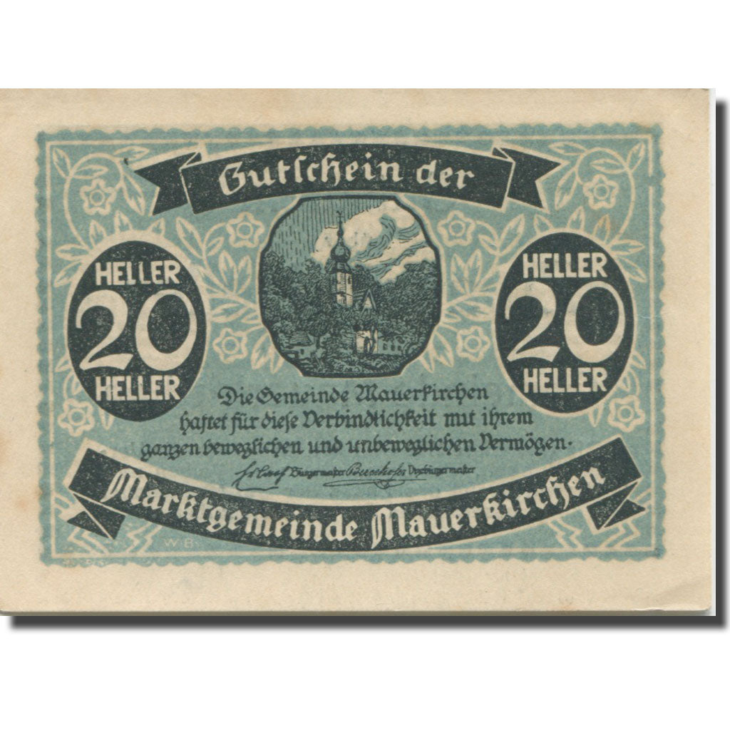 Banknote, Austria, Mauerkirchen, 20 Heller, Eglise, UNC(60-62), Mehl:FS 598IB