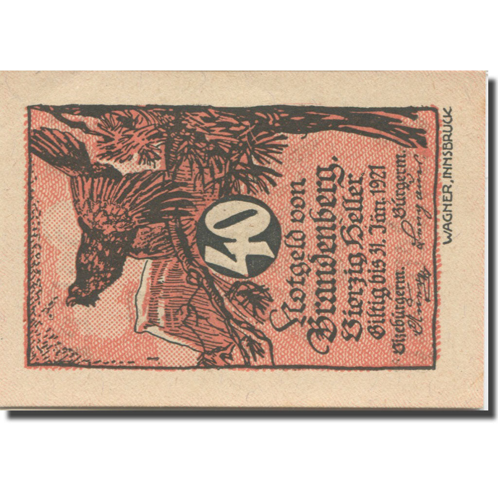 Banknote, Austria, Brandenberg, 40 Heller, aigle, 1920 UNC(63) Mehl:FS 99a