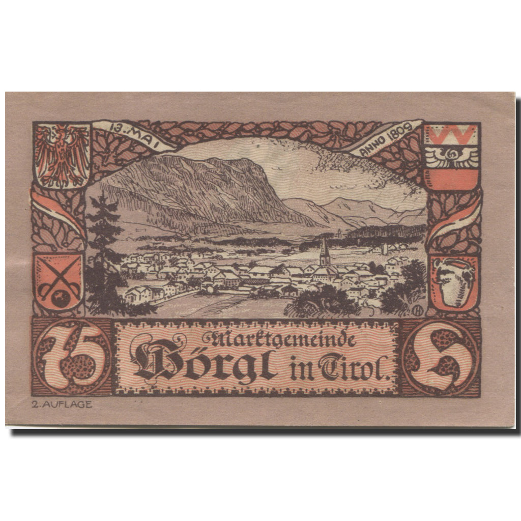 Banknote, Austria, Worgl, 75 Heller, statue 1920-12-31, UNC(63), Mehl:FS 1252a