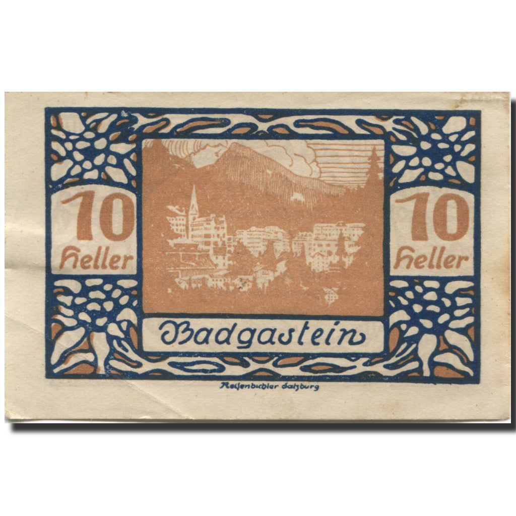 Banknote, Austria, Bad Gastein, 10 Heller, Ville, 1920 UNC(63) Mehl:FS 75IIa
