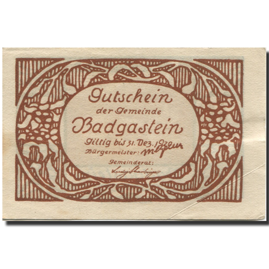 Banknote, Austria, Bad Gastein, 10 Heller, Ville, 1920 UNC(63) Mehl:FS 75IIa