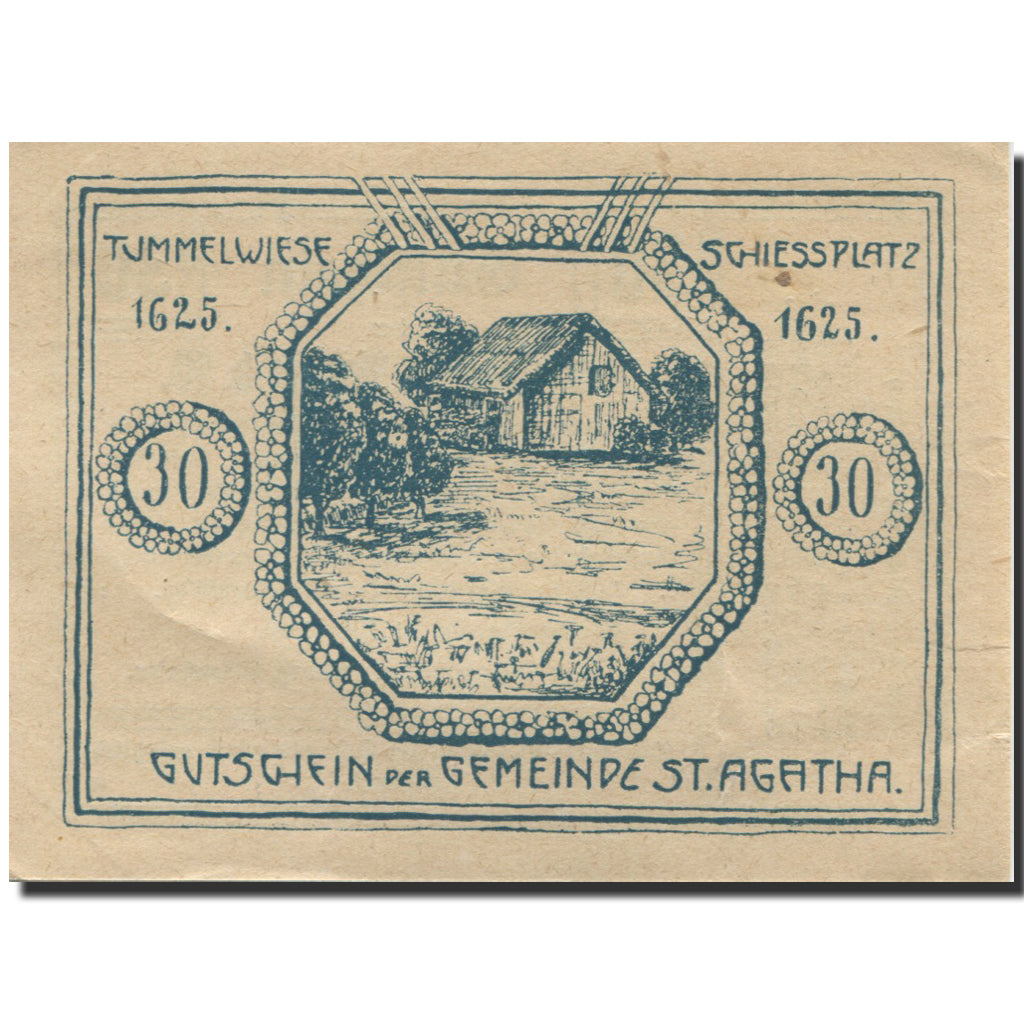 Nota, Áustria, St Agatha, 30 Heller, chalet 1920-12-31, UNC(63), Mehl:FS 877I