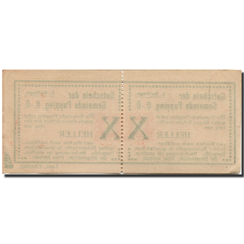 Banknote, Austria, Pupping, 10 Heller, valeur faciale, UNC(63), Mehl:FS 792I