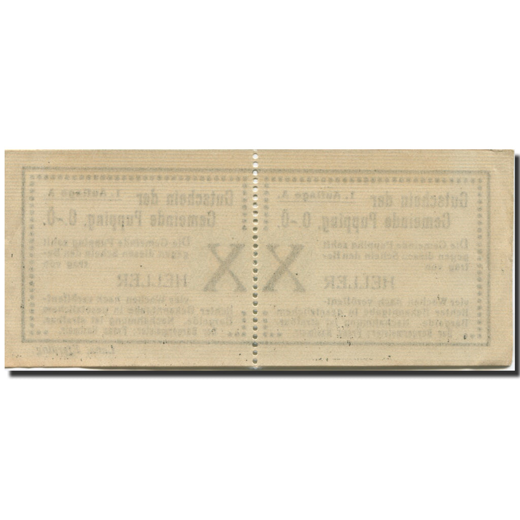 Banknote, Austria, Pupping, 10 Heller, valeur faciale 1, UNC(63), Mehl:FS 792I