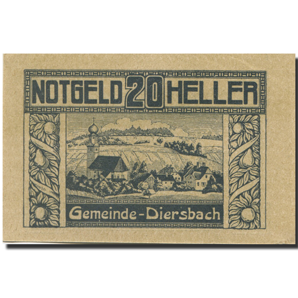 Banknote, Austria, Diersbach, 20 Heller, village 1, 1920 UNC(63) Mehl:FS 122a