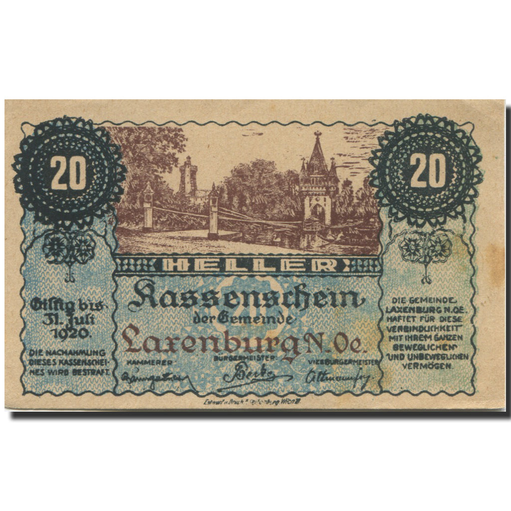 Banknote, Austria, Laxenburg, 20 Heller, Port 1920-07-31, AU(55-58) Mehl:FS 507b