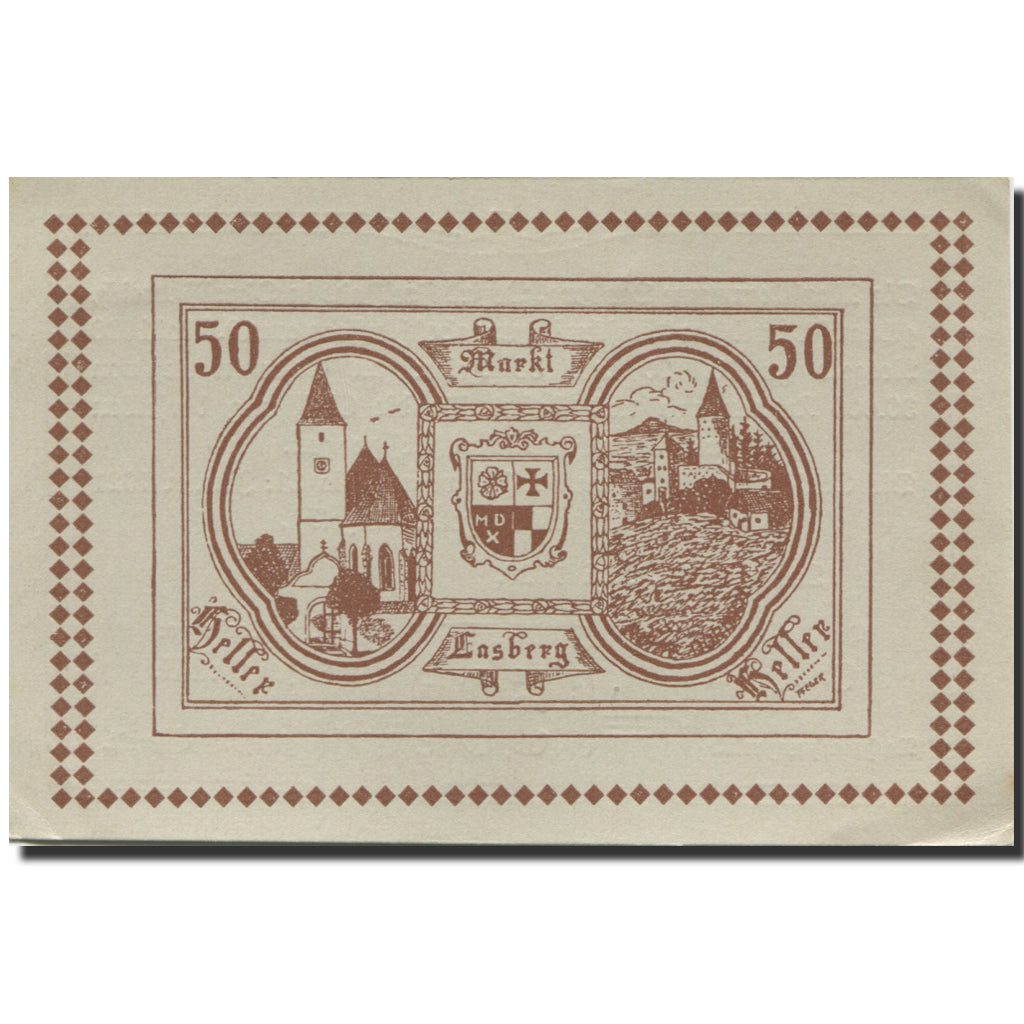 Banknote, Austria, Lasberg, 50 Heller, Eglise, 1920 UNC(63) Mehl:FS 505b