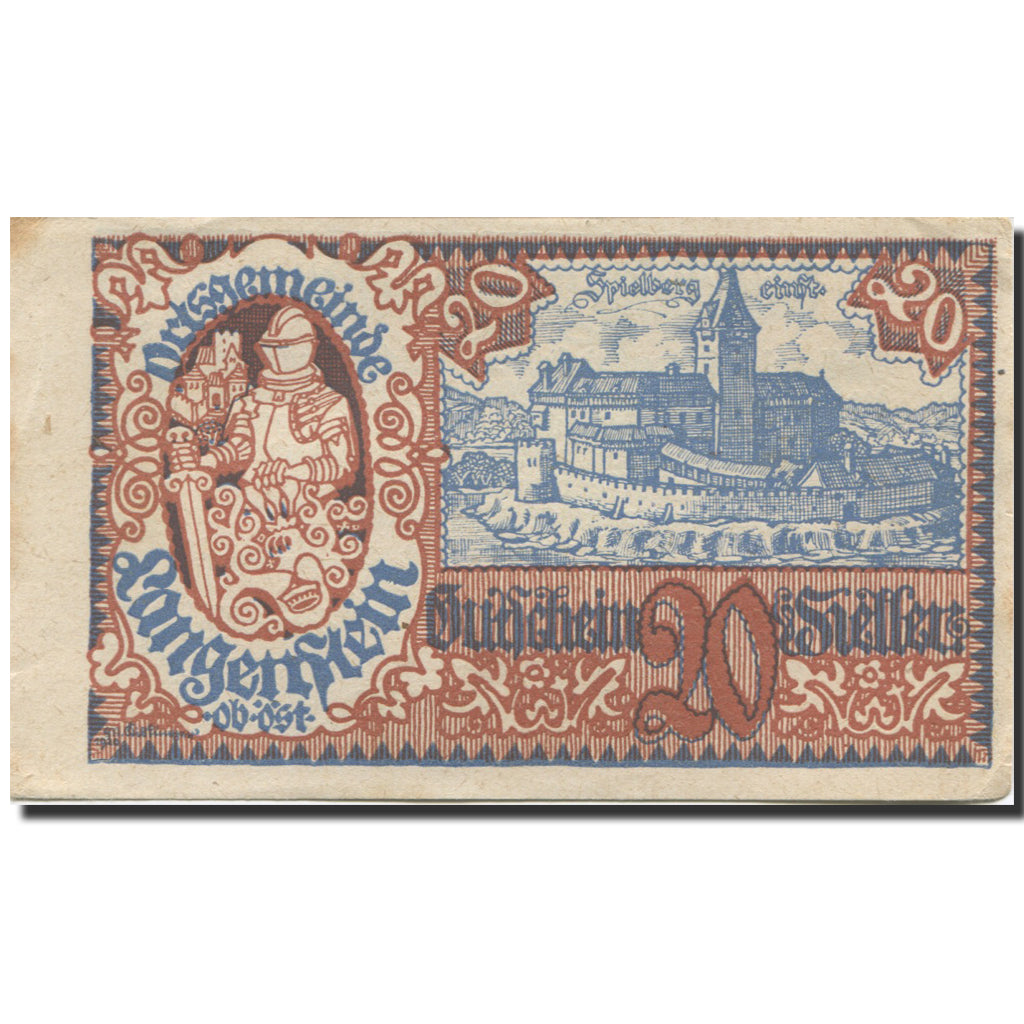 Banknote, Austria Langenstein, 20 Heller, chevalier, 1920 AU(55-58) Mehl:FS 502a