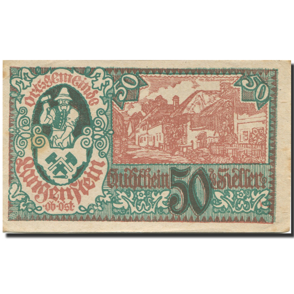 Banknote, Austria, Langenstein, 50 Heller, rue, 1920 AU(55-58) Mehl:FS 502a