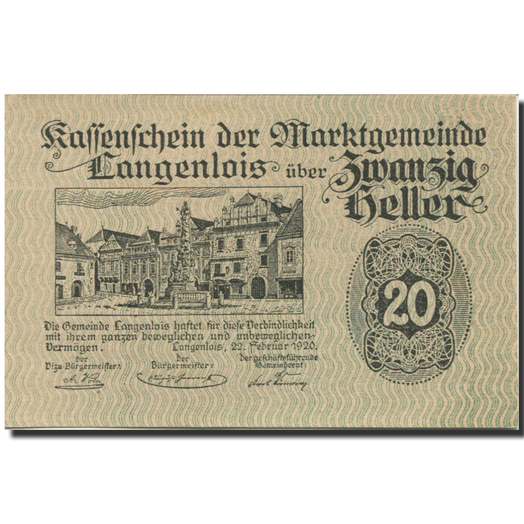 Banknote, Austria, Langenlois, 20 Heller, place 1920-12-31, UNC(63) Mehl:FS 501e