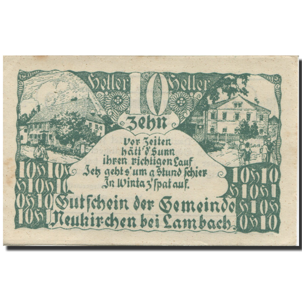 Banknote, Austria, Lambach, 10 Heller, Maison, 1920 UNC(60-62) Mehl:FS 658