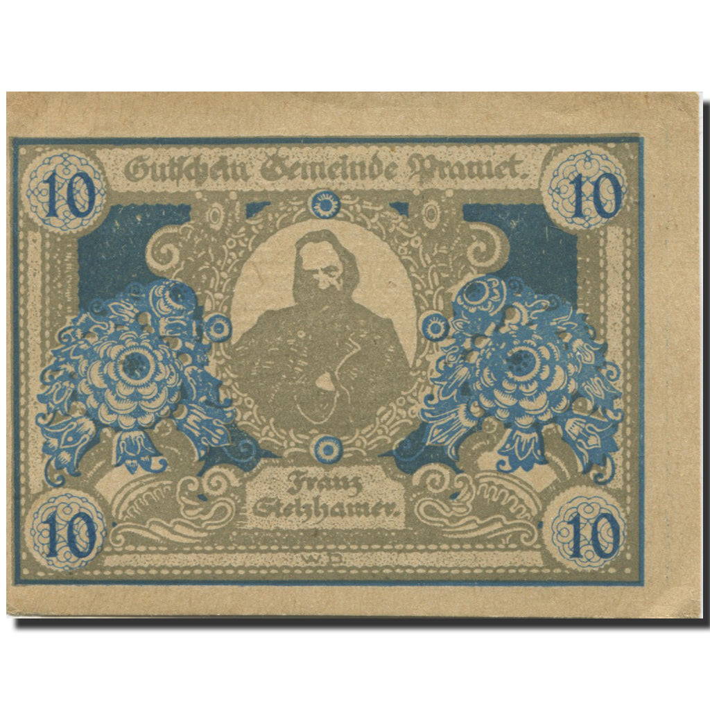 Banknote, Austria, Pramet, 10 Heller, portrait, 1920 UNC(63) Mehl:FS 781a