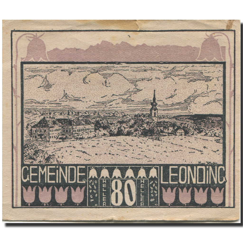 Banknote, Austria, Leonding, 80 Heller, champs, AU(55-58), Mehl:FS 513a
